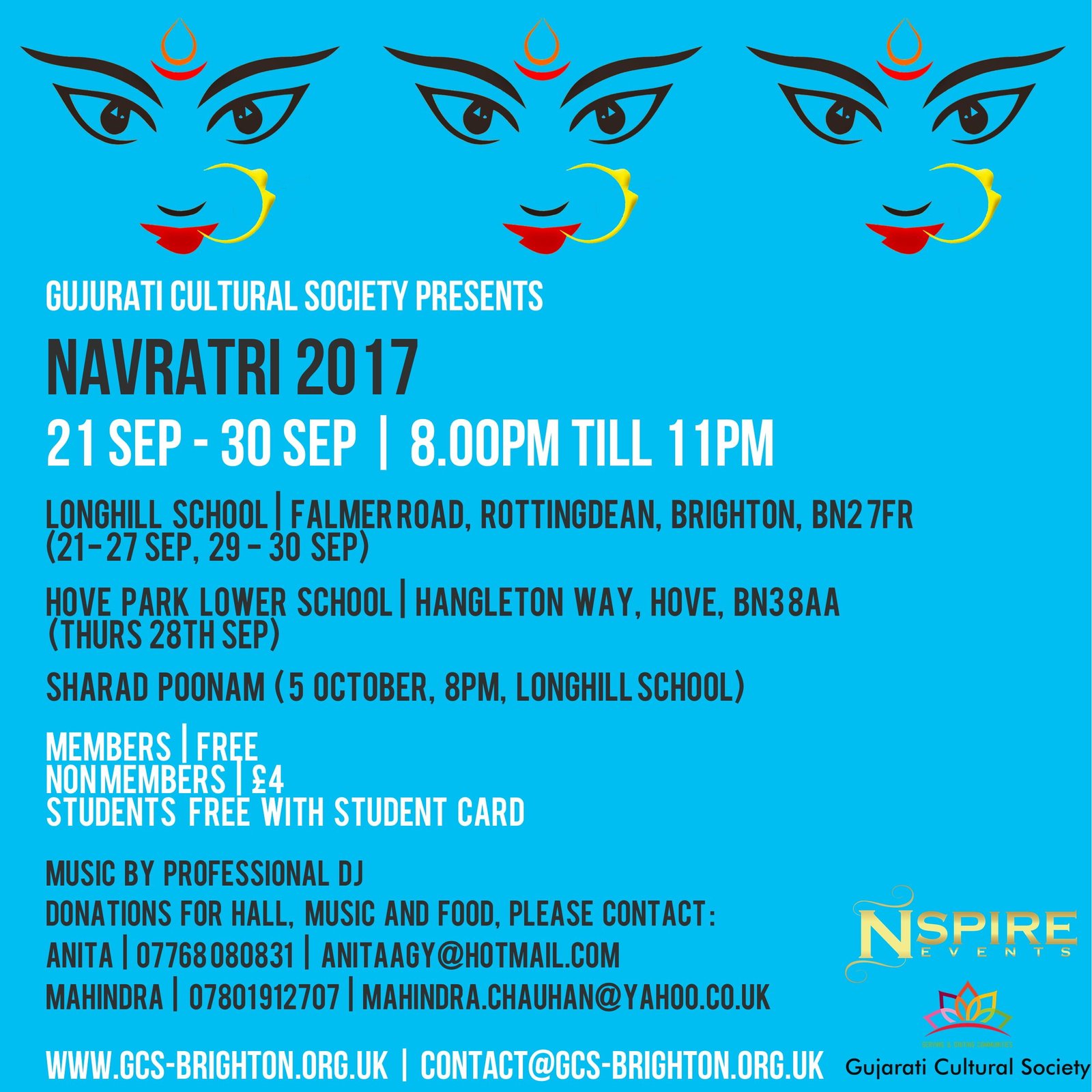 Reminder: Navratri this Thursday 28th September 2017 is at a different venue!